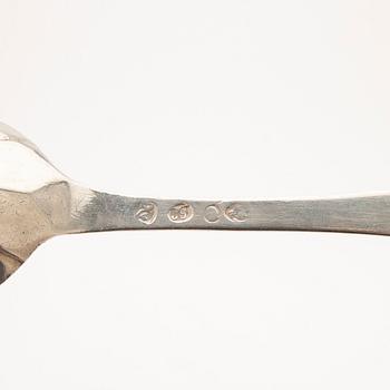 Collection of tablespoons, 28 pieces, silver, by 9 different master silversmiths, Kristianstad, 18th/19th century.