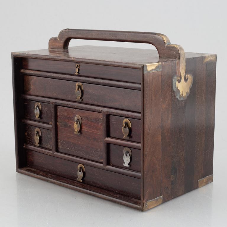 A Chinese hardwood box, 20th century.