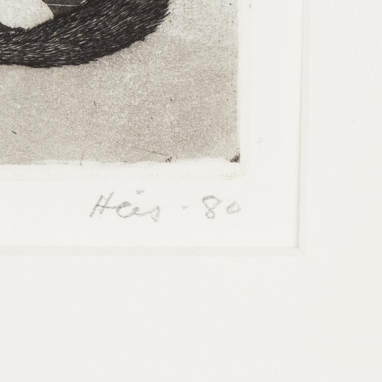 Outi Heiskanen, etching, signed and dated -80, Tpl'a 7/10.