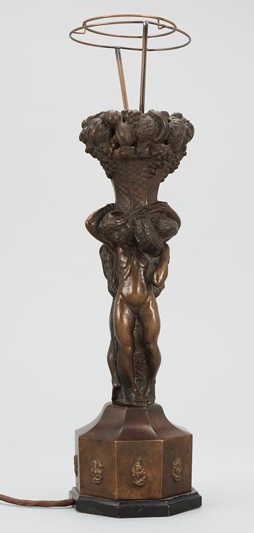 A Ragnar Gellerstedt patinated bronze table lamp, Herman Bergman, Stockholm 1920-30's.