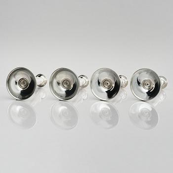 Eric Råström, four silver candlesticks, company CG Råström, Stockholm, Sweden 1965-1973.