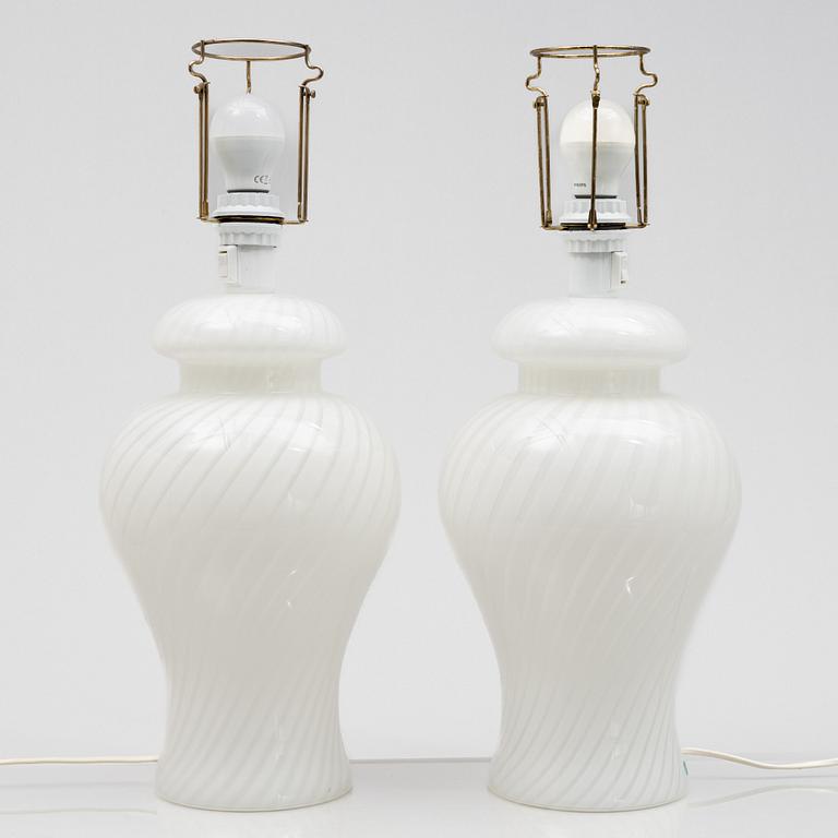 A pair of table lamps, probably Murano, Italy, late 20th Century.