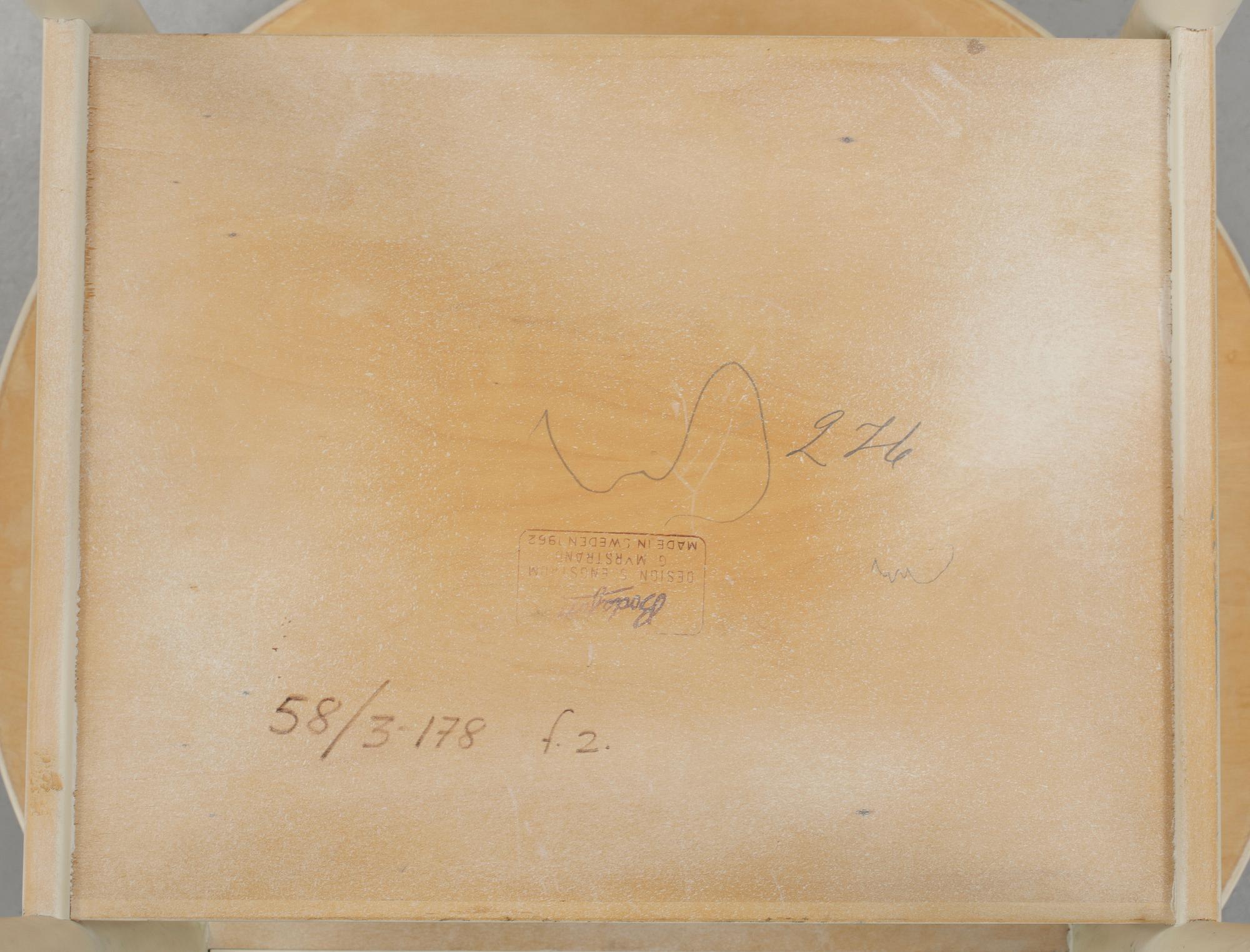 SÄNGBORD, ett par, Sven Engström och Gunnar Myrstrand, Bodafors, 1962.