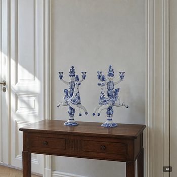 Björn Wiinblad, a pair of earthenware candelabras, Denmark, 1997.