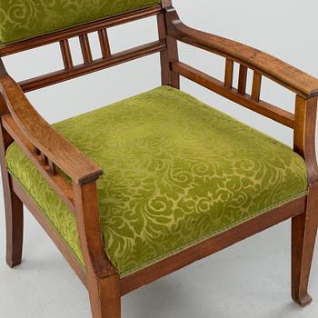 An Art Nouveau stained beech armchair, early 20th Century.