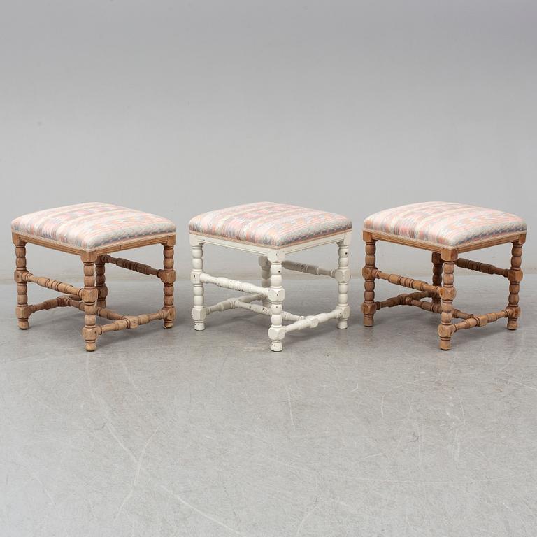 A set of three 18th century  Baroque stools.