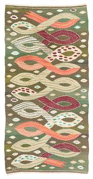Ann-Mari Forsberg, a textile, "Bandet", a tapestry variant ca, 65  x 32,5 cm, signed AMF.
