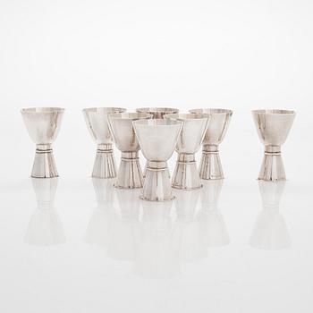 Tapio Wirkkala, a set of eight 'TW 329' silver beakers, Kultakeskus, Hämeenlinna 1967-1968.