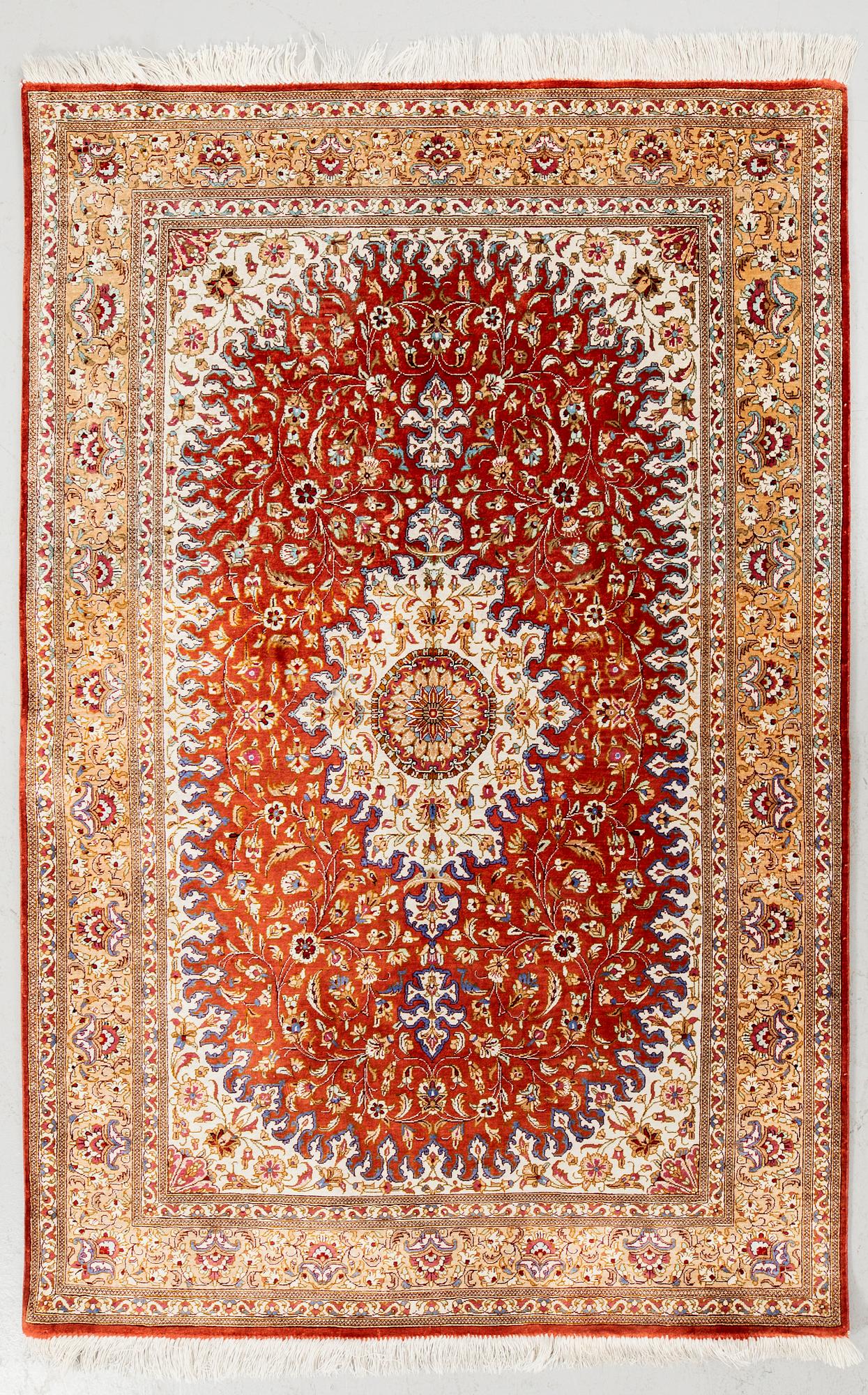 Rug, Ghom, silk, approximately 150 x 100 cm.
