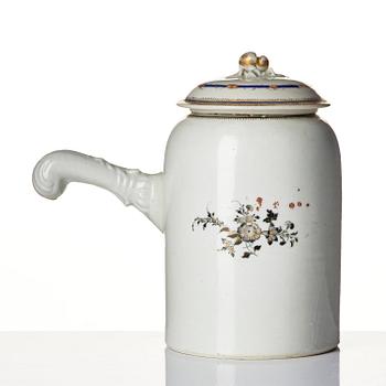 A set of 10 'European Subject' custard cups with covers and a coffeepot with cover, Qing dynasty, Jiaqing (1796-1820).