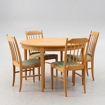 Carl Malmsten, matbord med 4 stolar, Åfors. 1900-talets andra hälft.