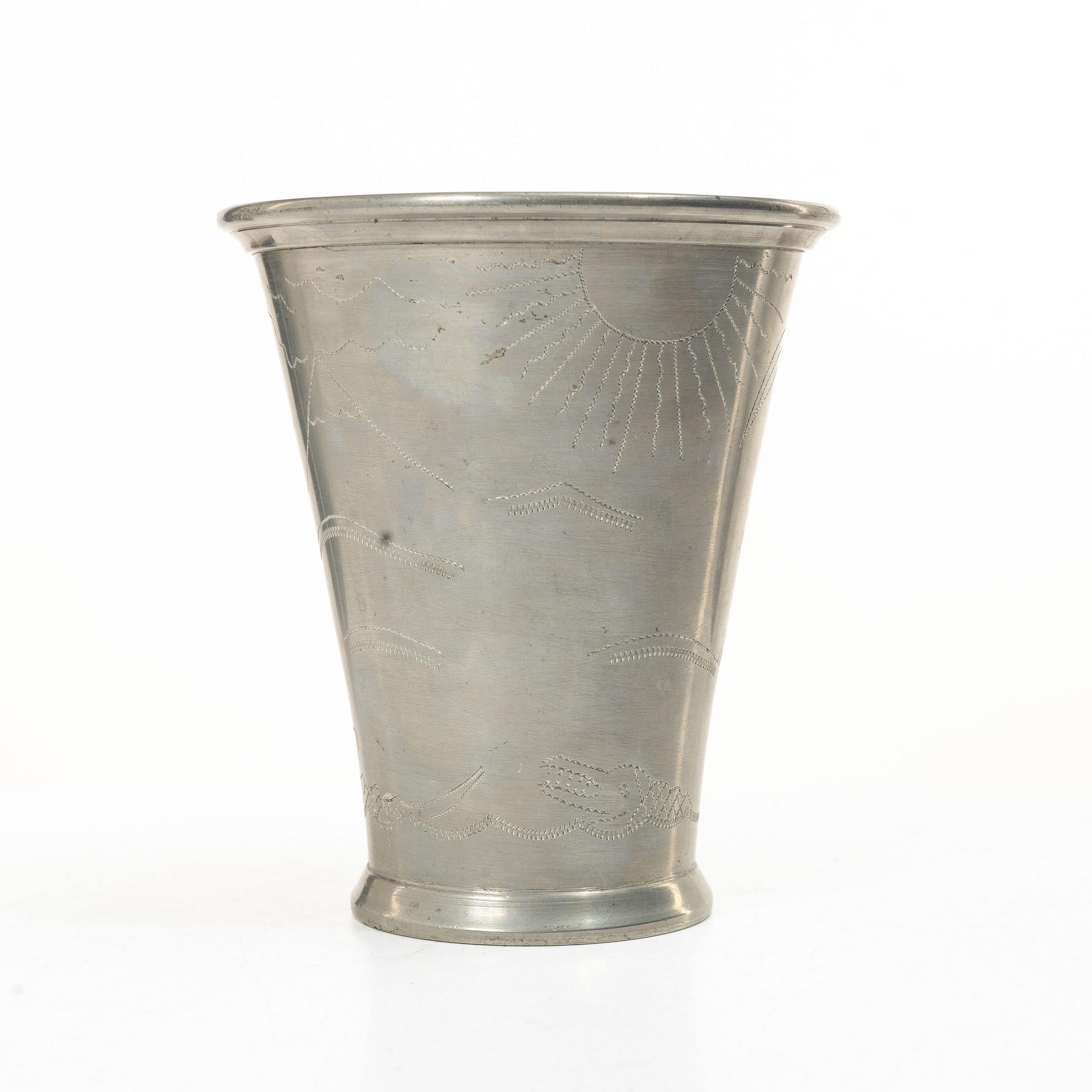 Nils Fougstedt, a pewter vase/ beaker, Firma Svenskt Tenn, model no A 40.