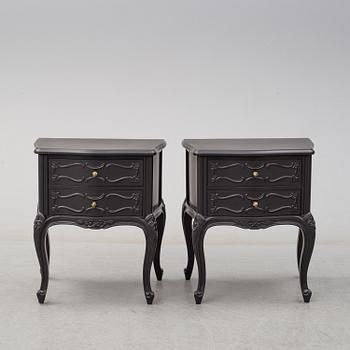 BEDSIDE TABLES, a pair, rococo-style, second half of the 20th century.