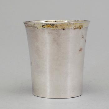 A Swedish early 19th century parcel-gilt beaker, mark of Jacob Möller, Malmö 1808.