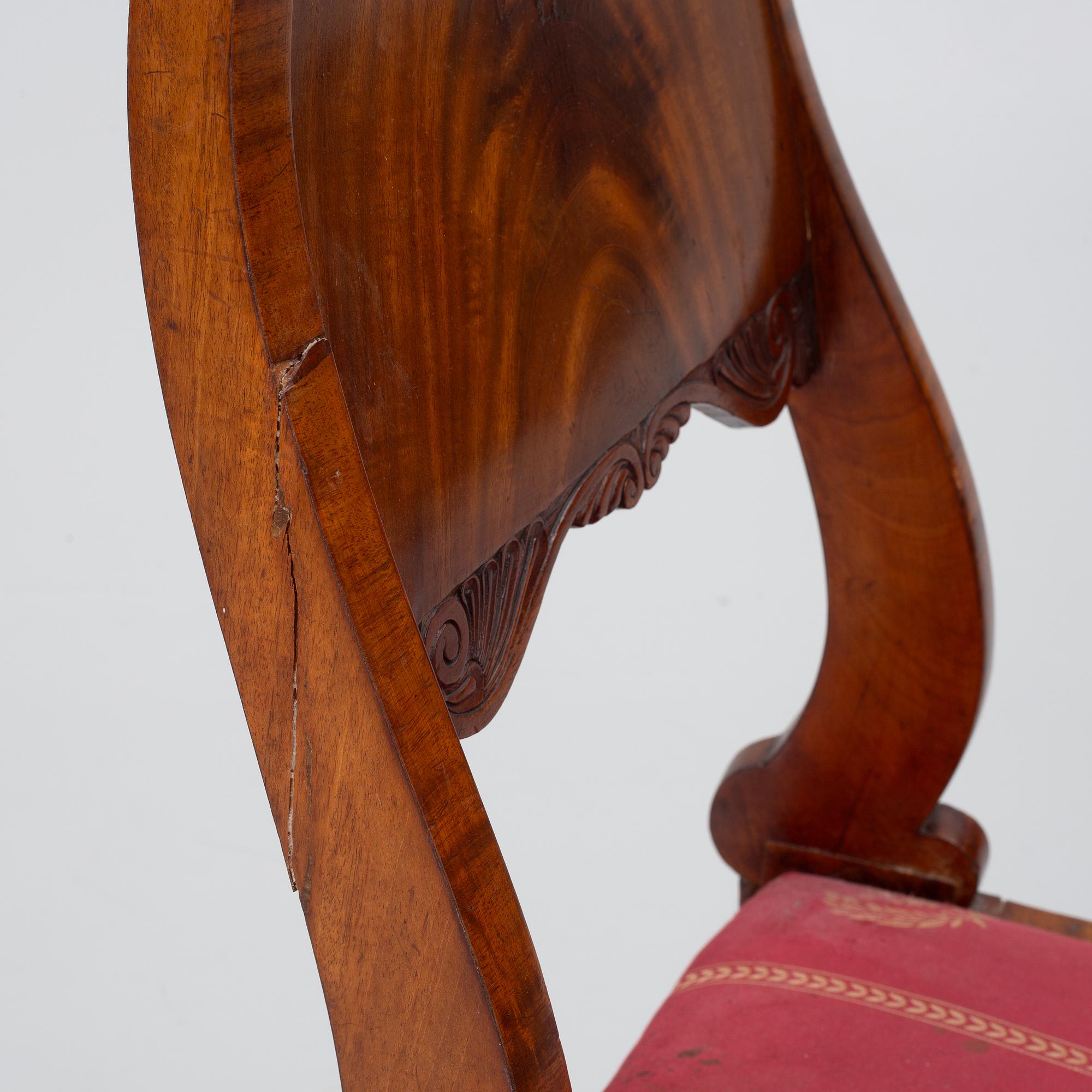 Chairs, 6, Russia/Baltic region, first half of the 19th century, Empire.
