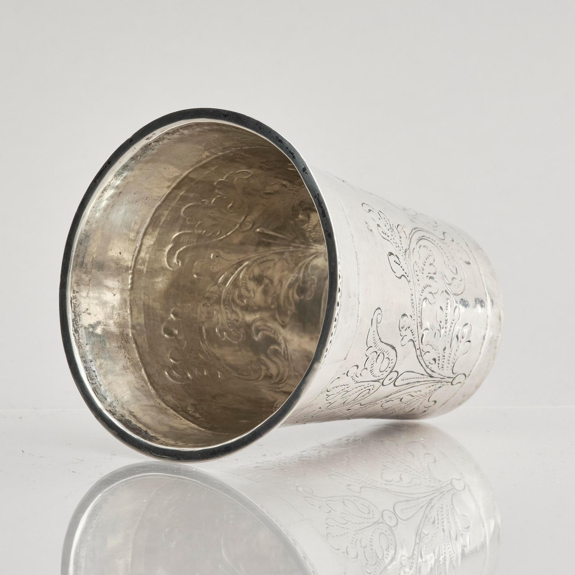 Anders Falck, bägare, silver, Jönköping 1725. Rokoko.