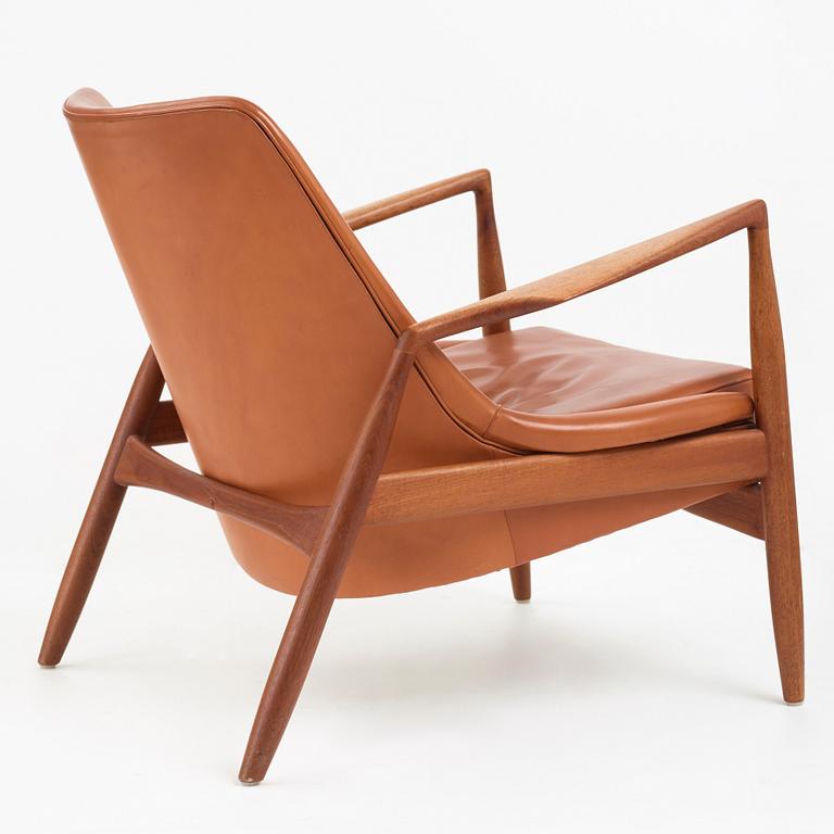 Ib Kofod-Larsen, a teak and brown leather "Seal" armchair, Olof Persons Fåtöljindustri (OPE), Sweden 1950's-60's.