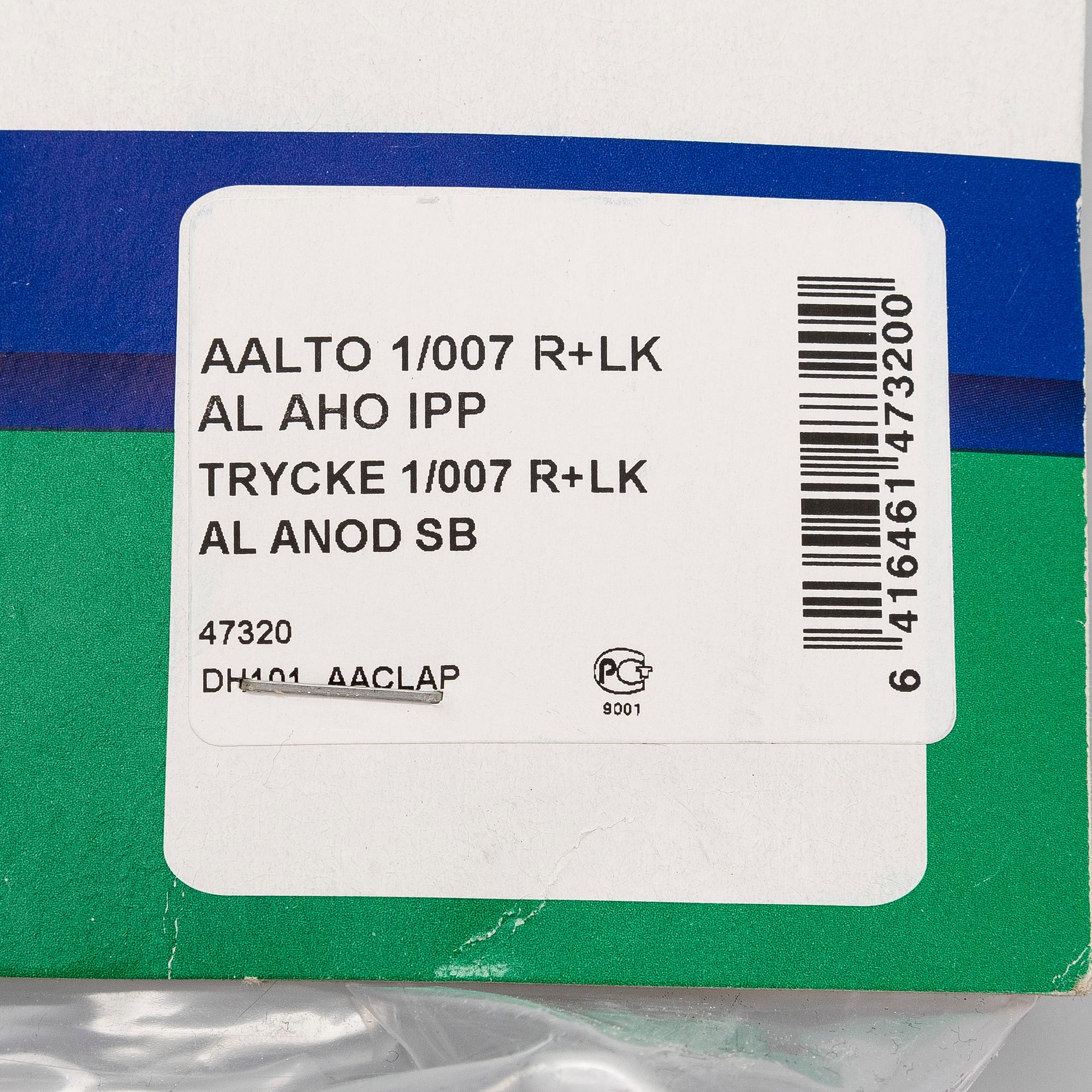 Alvar Aalto, Six pairs of late 20th century doorhandles, manufacturer Primo.