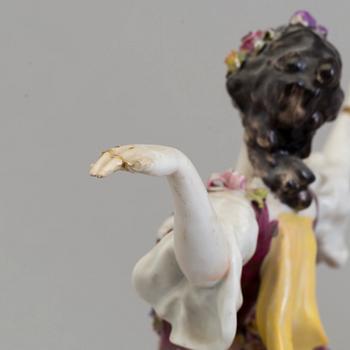 Two Rudolstadt Volkstedt porcelain figurines, Germany, mid-20th century.