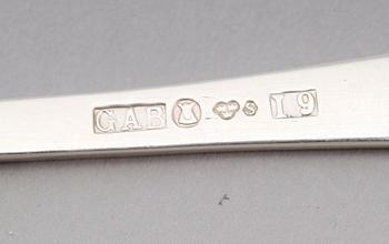 BESTICK, 36 delar, silver, "Rosenholm", GAB, Stockholm 1960/70-tal. Vikt med stålblad ca 1717 gram.