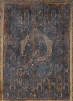 THANGKA, akvarell och tusch. Okänd konstnär, Tibet, 1800-tal.