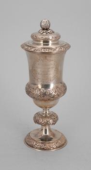 LOCKPOKAL, silver, barockstil, Karol Malcz, Warszawa 1850-tal. Vikt ca 500 gram.