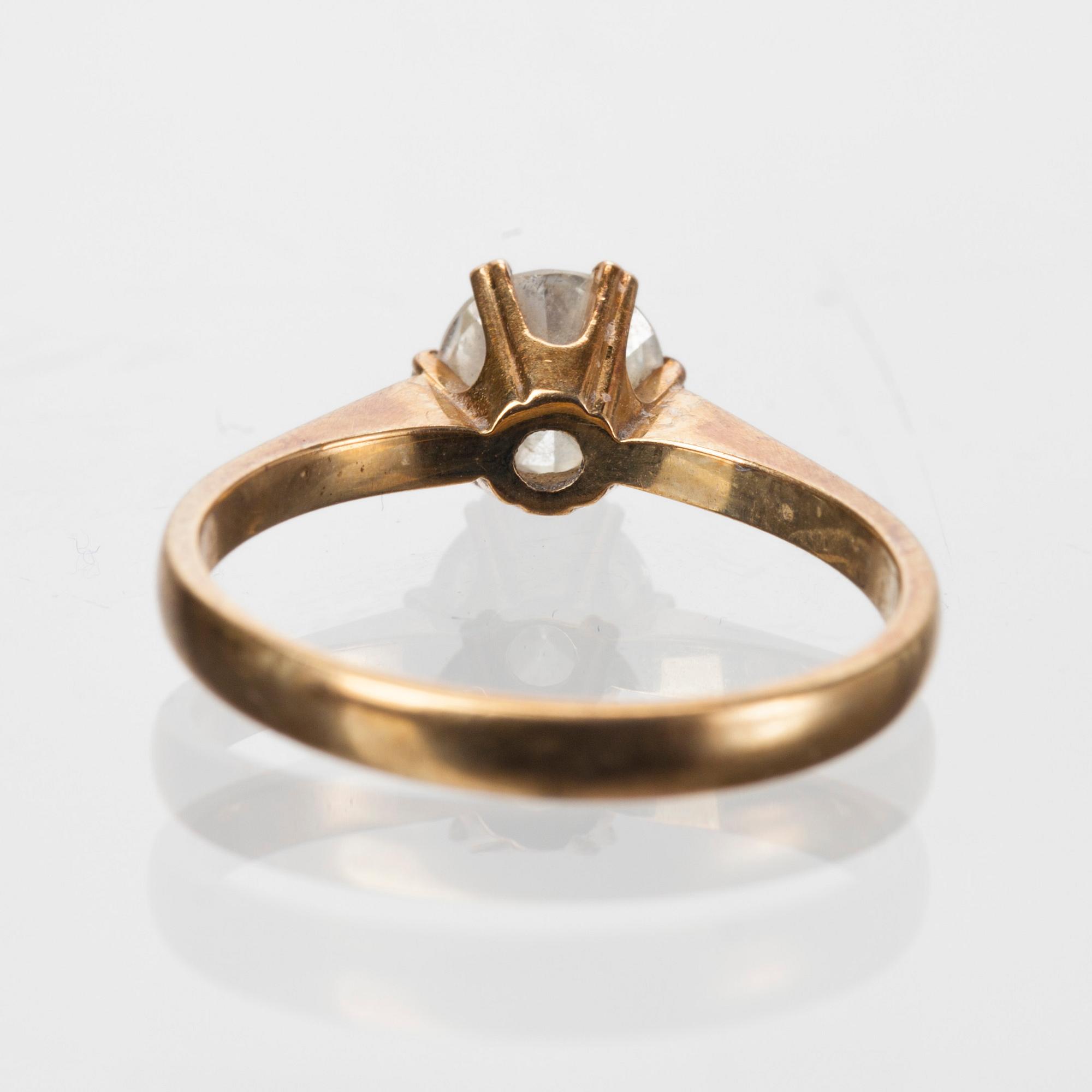 RING, guld 14K, briljantslipad diamant ca 0,80 ct. Helsingfors 1992.