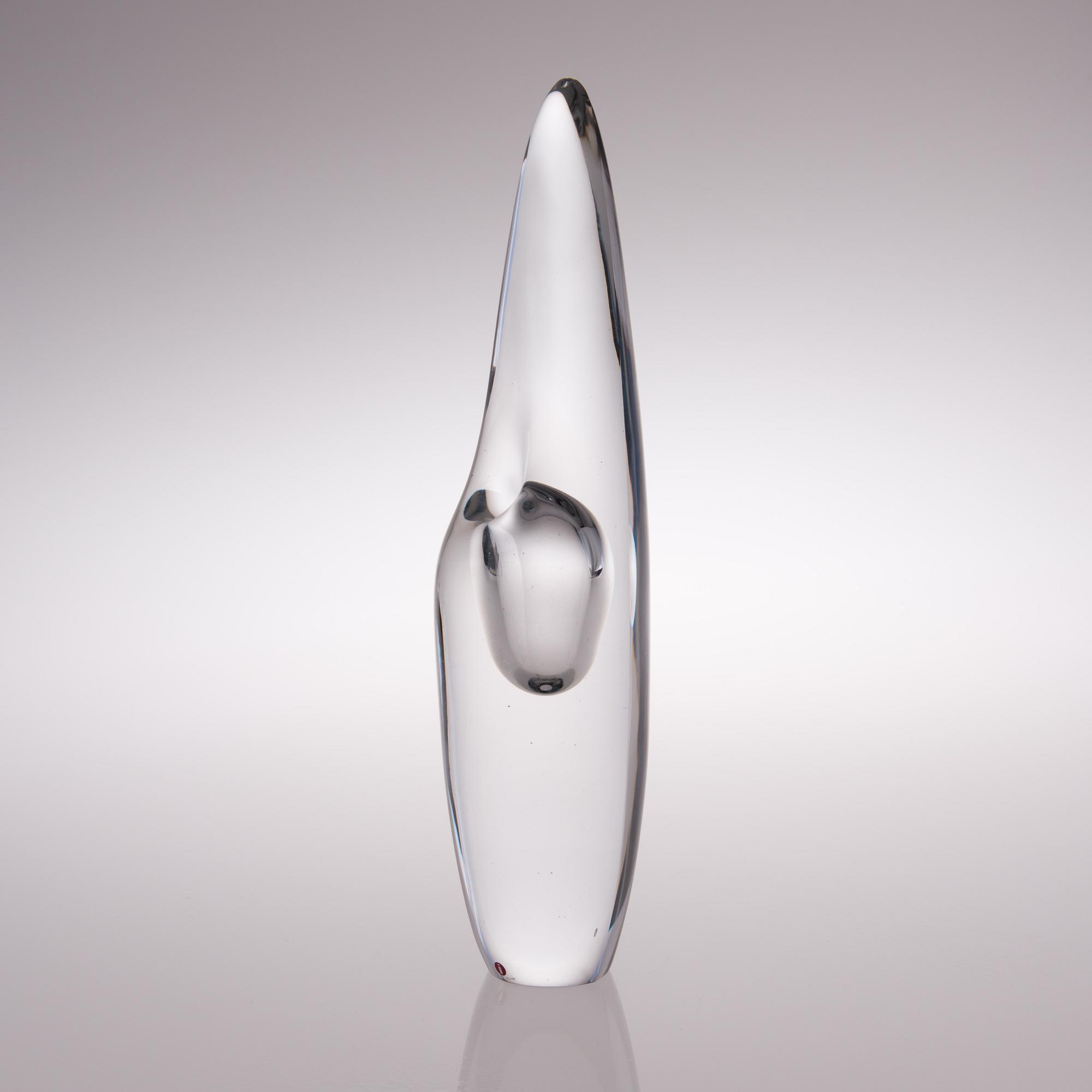 A GLASS SCULPTURE 'Orchid', signed Timo Sarpaneva Iittala -57.