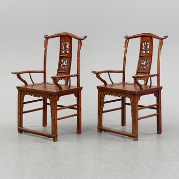 A pair of chinese armchairs, 20th century.