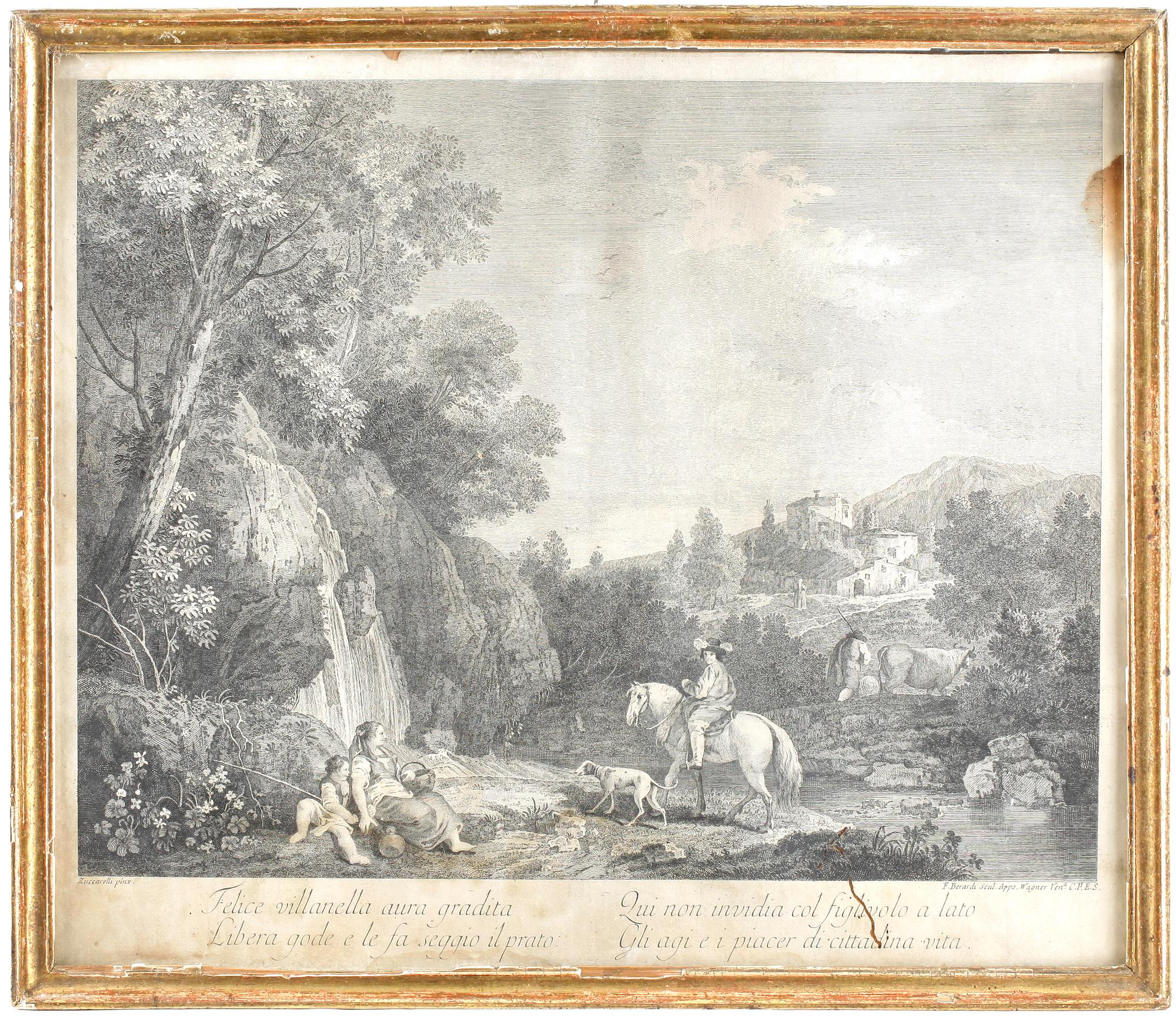 BERARDI, FABIO, gravyrer, 3 st efter Zuccarelli, 1700-tal.