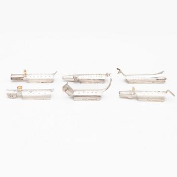 Gunnar Cyrén, six silver butter knife rests, CG Hallberg, Stockholm, 1956.