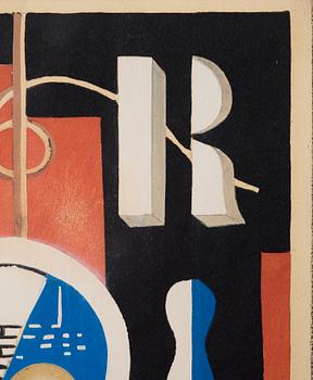 Fernand Léger After, "Le coquillage" pochoir, partly hand coloured by Erik Olson.