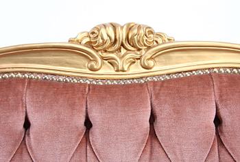 SALONGSGRUPP, 3 delar, rokokostil, 1900-tal.