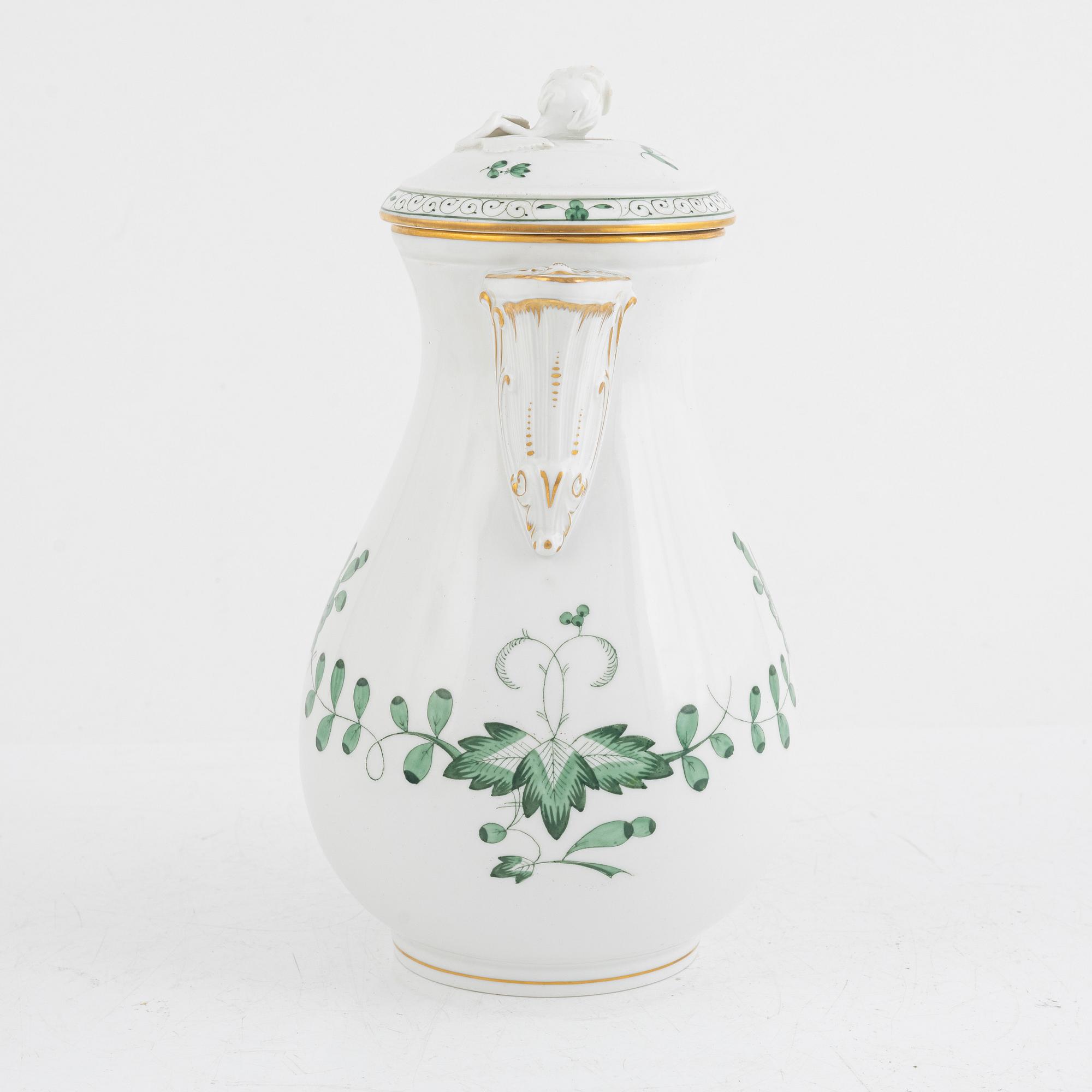Meissen, Teservis, 11 delar, "Indische Malerei Grün",Tyskland.