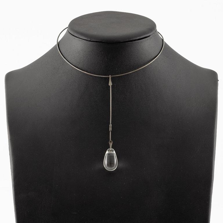 Vivianna Torun Bülow-Hübe, a necklace, silver with a glass drop, excecuted in her own studio most likely 1950's.