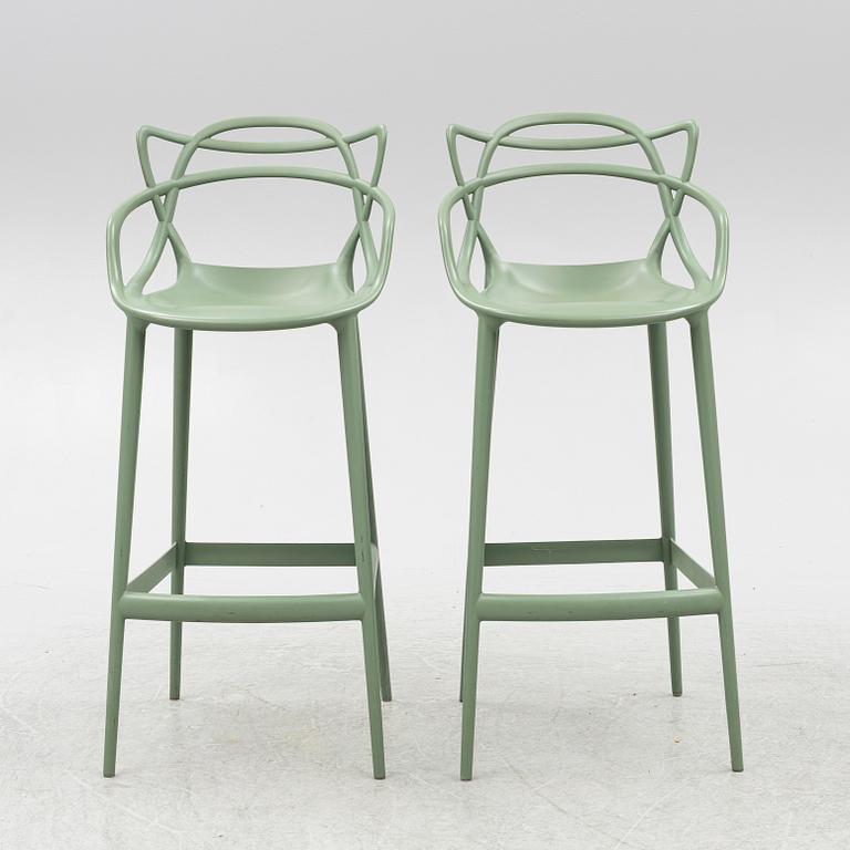Philippe Starck and Eugeni Quitllet, bar stools, a pair, "Masters stool, Kartell, Italy.