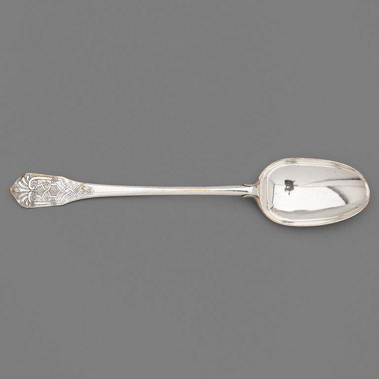 A late Baroque serving spoon by Paul Zachun (active in Norrköping 1722-50).