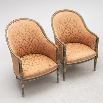 A pair of Directoire style armchairs, France, later 19th century.