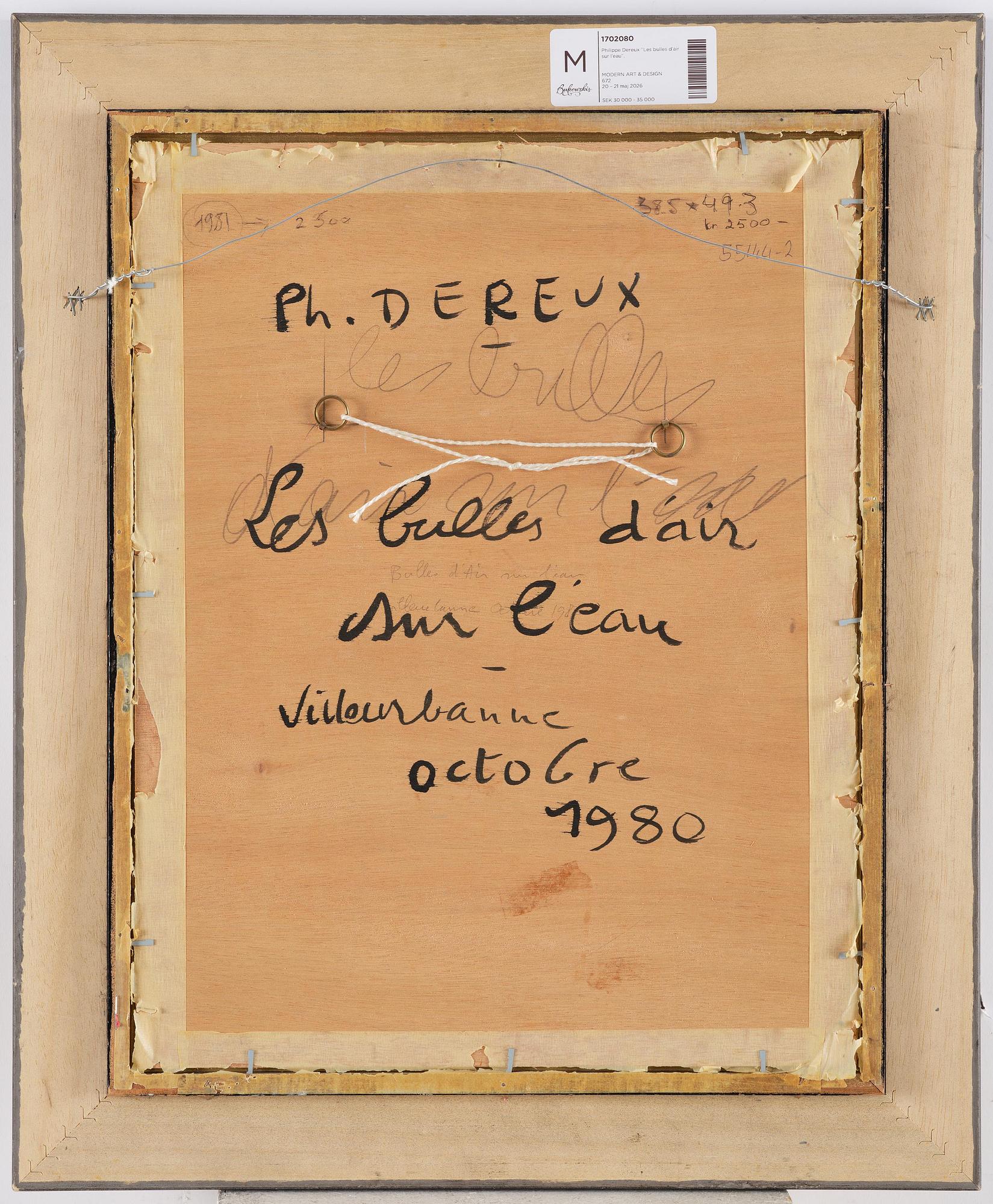 Philippe Dereux, ”Les bulles d’air sur l’eau”.