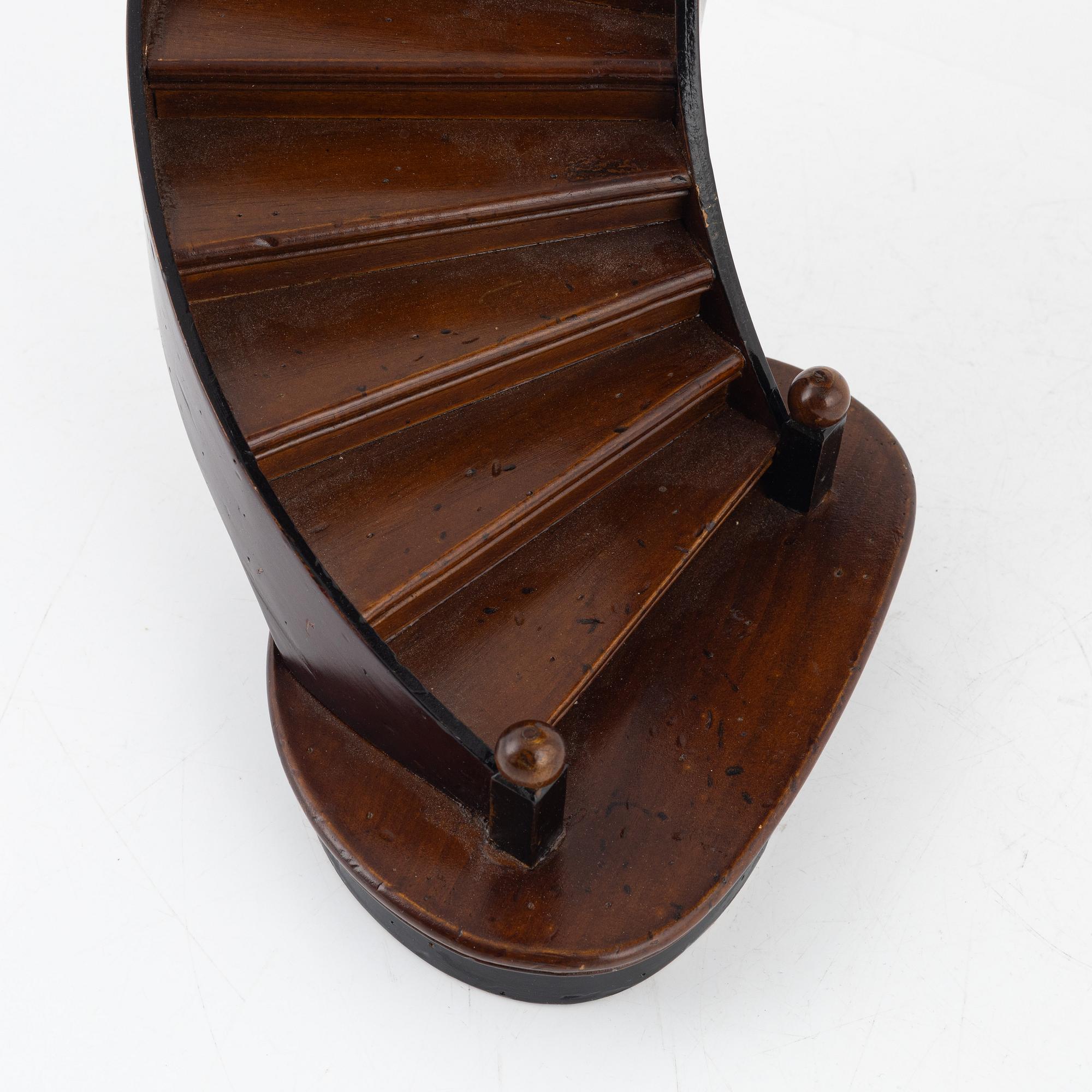 Miniature staircase, marked Havenfield Hall, England.