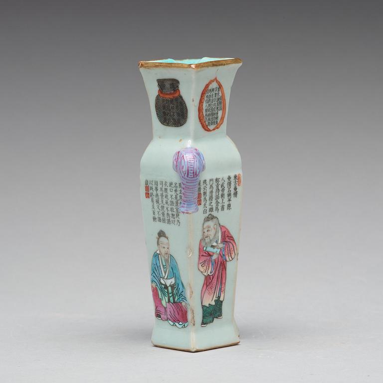 A famille rose double lozenge vase, Qing dynasty, 19th Century.