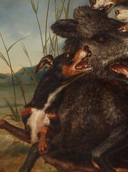 P. Vallati, Wild boar hunting with dogs.