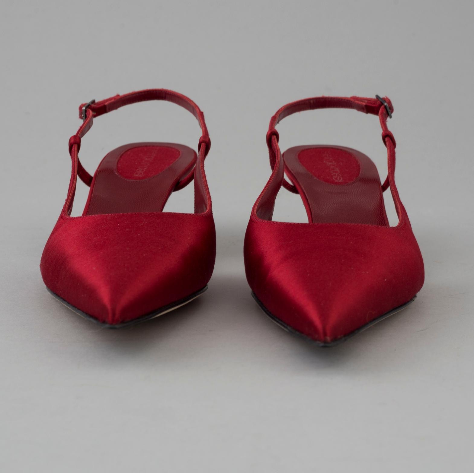 Red silk slingbacks by Sergio Rossi.
