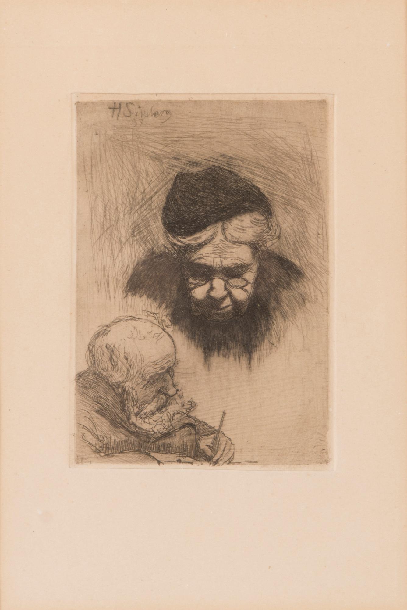 HUGO SIMBERG, line etching and drypoint, plate signed.