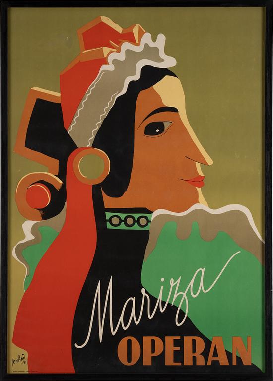 John Jon-And, poster, 'Grevinnan Mariza', Operan, 1941.
