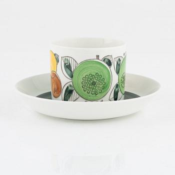 Hertha Bengtson, two 'Fructus' coffee cups with saucer, Rörstrand.