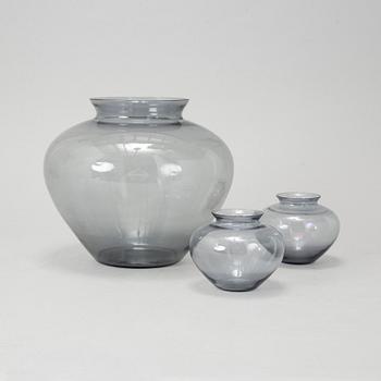 WILHELM WAGENFELD, 3 vases for Würtembergische Metallwaren Fabrik, Germany 1950's.