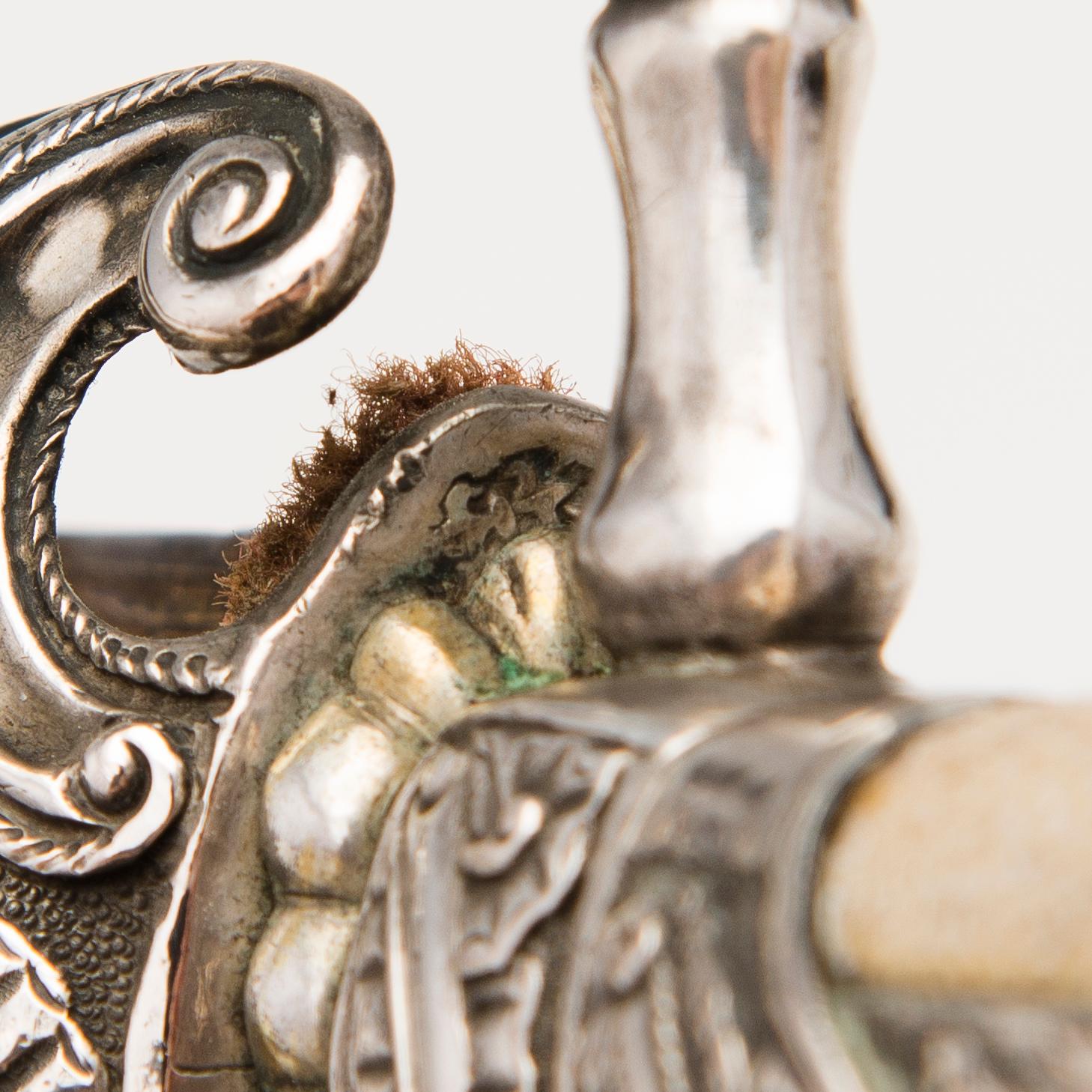 A Danish 18th Century silver-mounted hunting dagger.