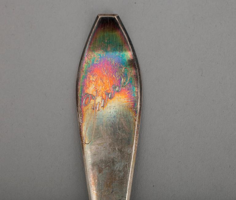 PARTI SILVER, 6 delar, 813 /830 silver. Finland / Danmark 1850 - 1964. Vikt 205 g.