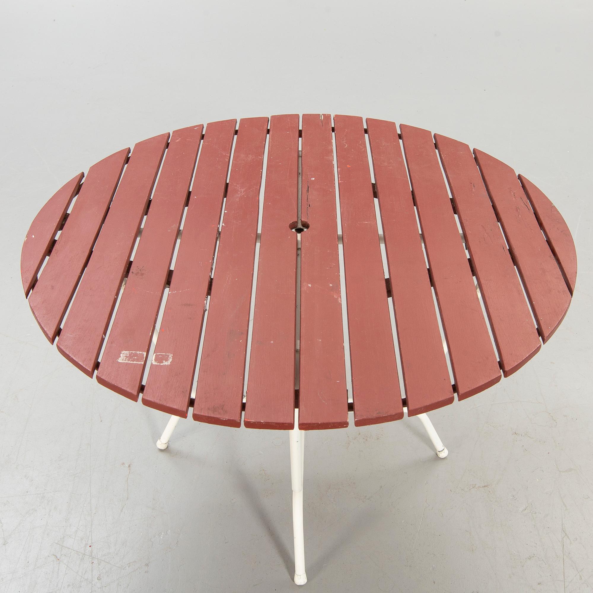 Garden furniture, 4 chairs, table, 1950s.